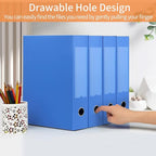 HUA JIE A4 Storage File Boxes Plastic Archives Cases with Lid, File Folder Organizer Document Filing Box for office,31×7.5×23.5 cm, Blue(Pack of 4)