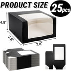 Peohud 25 Pack Black Gift Boxes with Window for Hat, Paper Hat Display Case, Fold Storage Containter Packing Boxes for Baseball Caps, Snapbacks, Trucker Cap, 7.8" x 7.8" x 4.8"