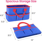 Godery Desktop Tote and Organizer, Teacher Helper Bag for Arts, Books, Stationery, Office Desk, Make-up Storage with Handles for Travel (BLUE)