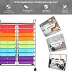 GOFLAME 20-Drawer Rolling Storage Cart, Multifunctional Art Craft Organizer Cart, Mobile Utility Storage Cart with Removable Drawers & Lockable Wheels, Craft Cart for Home Office School, Multicolored