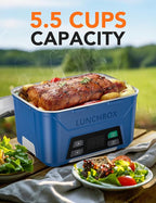 EAST OAK Cordless Electric Lunch Box for Adults, Heated Lunch Box Battery Powered with Automatic Heating, 5.5 Cups Portable Food Warmer with Insulated Carry Bag