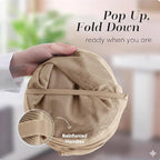 Handy Laundry Collapsible Mesh Pop Up Laundry Hamper with Side Pocket, Breathable & Space-Saving Foldable Basket for Clothes, Toys, Travel, Storage, 14 x 13 x 24 in, Beige