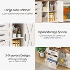 Lateral File Cabinet with 3 Drawers and Door, Farmhouse File Cabinet with Adjustable Shelf for Letter/A4 Size Hanging Files, Printer Stand with Storage Cabinet for Home Office Furniture, White