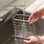 Kitchen Utensil Drying Rack, 18/8 Stainless Steel Chopsticks Spoon Fork Knife Basket Flatware Storage Drainer, Cutlery Holder for Kitchen Counter