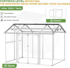 10x8 FT Resin Plastic Shed with Floor, Heavy-Duty 21-Gauge Reinforced Steel Frame, 16mm Ultra-Thick Panels, Outdoor Storage Sheds with Awning Windows and Air Vents