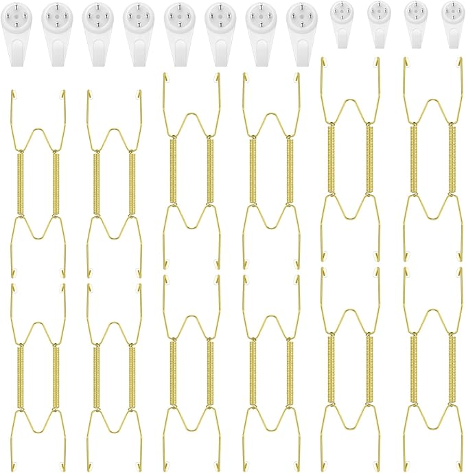 Hotop 12 Pieces Plate Hangers for Wall Stainless Steel Wire Invisible Heavy Duty Plate Hangers Display Holders with 12 Pieces Hooks for Wall Decorative(8/10/12 Inch,Gold)