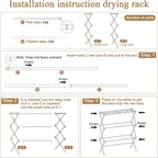 Drying Rack Clothing, 3-Tier Clothes Drying Rack Foldable Use for Indoor & Outdoor Antirust Laundry Drying Rack Collapsible White 28" L x 35" H x 10" W