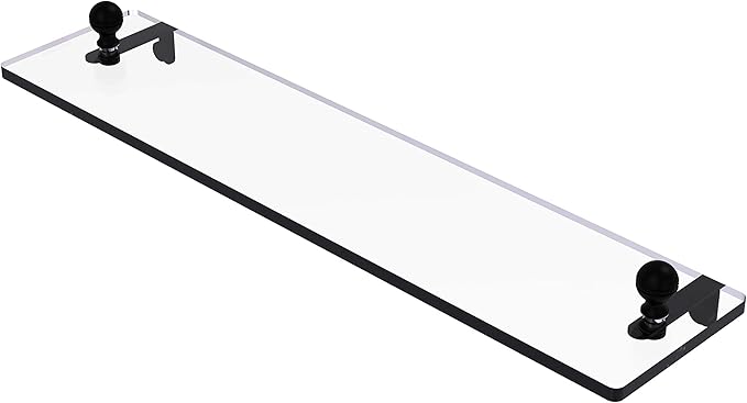 Allied Brass MA-1/22 Mambo 22 Inch Vanity Beveled Edges Glass Shelf, Matte Black
