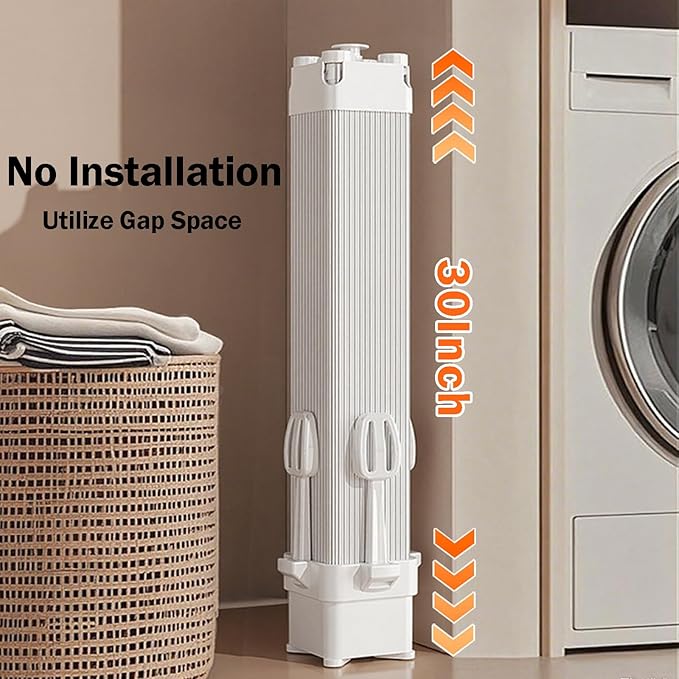 Upgrade 4-Legged Clothes Drying Rack with 4 Telescopic Rods and 4 Shoe Rods, Collapsible Drying Racks for Indoor Outdoor Use, Space-Saving Laundry Drying Rack (White)