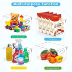 Set of 8 Clear Plastic Storage Bins, 4 Large and 4 Small Stackable Storage Containers for Pantry Organization and Kitchen Storage Bins,Home Edit and Cabinet Organizers
