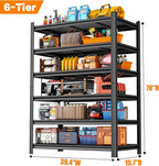 Metal Garage Shelving Unit, 6-Tier 78" H x 39.4" W x 15.7" D Tall Storage Shelves, Heavy Duty & Adjustable, Slim Design Utility Rack for Kitchen, Pantry, Basement, Warehouse