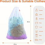 2 Pack Extra Large Mesh Laundry Bags Heavy Duty Mesh Wash Bags with Drawstring Closure for College, Dorm, Travel, Family and Apartment Dwellers, 27 x 36 Inches, White