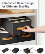 DIMJ Large Wardrobe Clothes Organizers - Foldable Closet Clothing Organizer for Jean Sweater Shirt Pants Underwear Bra, Divided Clothes Storage, Grey Closet Shelf Organizer Boxes