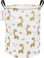 QUEENLALA Large Storage Basket,Laundry Hamper/Bathroom/Home Decor/Collapsible Round Storage Bin,Boys and Girls Hamper/Boxes/Clothing(Round-Yellow Giraffe)