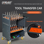 Grey Classic 40 Taper CNC Tool Holder Transfer Cart, 35 Capacity CAT/BT40 Service Carts with Wheels Heavy Duty, Multi-Function Workshop CNC Tool Trolley