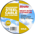 Strata Heavy Duty Outdoor Clothesline for Drying Clothes, Linen & Laundry Items – 100 FT Rustproof, Stretch-Resistant with Gold PVC Coating, 455KG Load Capacity Outdoor Clothes Line for Home