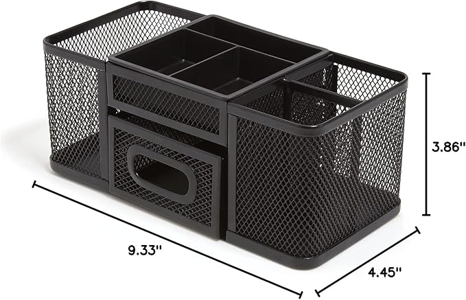 TRU RED Wire Mesh Desk Organizer, 7‑Compartment Accessory Holder – Desktop Storage for Office & Home Use