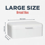 Culinary Couture Extra Large White Bread Box for Kitchen Countertop - Holds 2 Loaves - 16.5" x 9" x 6.5" - Stainless Steel Vintage Bread Boxes for Kitchen Counters