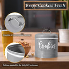 Gray Cookie Jar for Kitchen Counter, 1 Gallon Vintage Cookie Jar with Airtight Lid, Large Food Storage Container for Candy, Cookies, Dessert, Farmhouse Kitchen Decor and Accessories