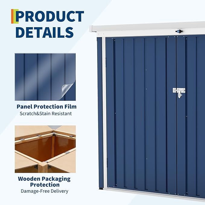 Outdoor Storage Shed,80 Cu.Ft Outdoor Trash Storage Box 5.8x3.3 FT with Lockable Door&Sloped Roof,Cabinet with Multi-Use Rust Prevention Galvanized Steel Enclosure for Yard, Garden, Patio
