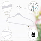 Quality Hangers 20 Pack Non-Velvet Plastic Hangers for Clothes - Heavy Duty Coat Hanger Set - Space-Saving Closet with Chrome Swivel Hook, Functional Non-Flocked Hangers - Cream White
