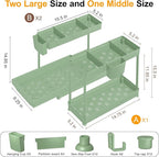 3 Pack Multi-Purpose Under Sink Organizers and Storage, 2026 L-Shaped Pull Out Cabinet Organizer for Bathroom & Kitchen, Under Cabinet Organizer with Hooks Hanging Cup (Green, 14.85 inch)