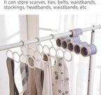 ﻿﻿﻿﻿﻿﻿﻿﻿﻿﻿﻿7-Piece Multifunctional Scarf Organizer for Belt, Waistband, and Tie Holder, 5-Ring Hole Slots Design to Save Space | Essential for Home Wardrobes | Storage Tool for Housewives (Black)