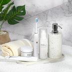 Luxspire Bathroom Vanity Tray, Marble Ceramic Dresser Jewelry Dish with Golden Rim, Decorative Tray Countertop Sink Storage Holder Organizer for Soap Candles Perfume Comestic Home Decor, Marble White