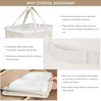 DOKEHOM 90L X-Large Laundry Basket with Removable Wash Bag on Wheels, Collapsible Rolling Laundry Hamper, Foldable Clothes Organizer, Folding Washing Bin (Beige)