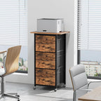 3 Drawer File Cabinet, Vertical Filing Cabinet with Wheels, Printer Stand with Non-Woven Fabric Drawer, Adjustable Hanging Rods, fits A4/Letter Size, for Home Office, Rustic Brown FCHR5901