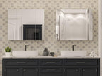 DICTAC Medicine Cabinet with Mirror & Storage - 27.6x23.6in Wall Mounted Cabinet with 3 Doors & Adjustable Shelves for Bathroom, Living Room, Kitchen - White