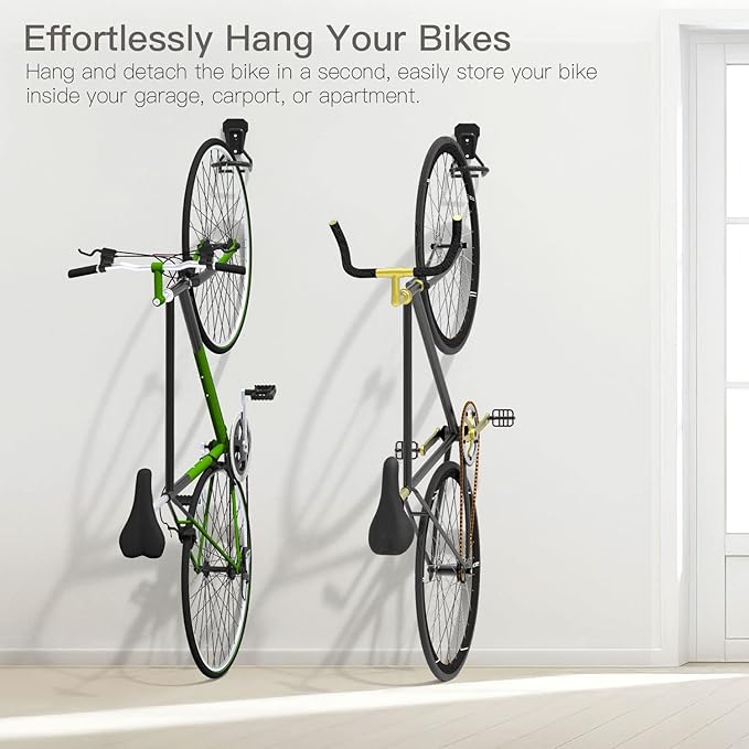 Housolution Bike Wall Mount with Fixed Hook, [6 Pack] Heavy Duty Bike Storage Rack, Bike Rack Vertical Stand for Garage - Easily Hang/Detach - with Screws Iron Bike Hanger Brackets