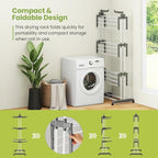 Giantex Foldable Clothes Drying Rack, Oversized 4-Tier Collapsible Laundry Rack w/ 3 Retractable Trays, Hanger Holders, Moveable Laundry Garment Dryer Stand w/Wheels for Indoor Outdoor Use