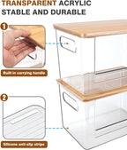 Trash Bag Dispenser 2 Pack, Acrylic Garbage Bags Dispenser with Bamboo Top, Extra Large Trash Bag Holder Dispensers Under Sink for Kitchen, Cabinet, Laundry Room, Pantry Organizer and Storage