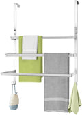 Over The Door Towel Racks for Bathroom, Over The Door Towel Rack, Towel Rack with Hooks for Door Hanging, Towel Bar Over The Door Towel Holder 16Inch, Brushed Nickel
