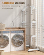 Bigzzia 4 Tier Folding Drying Rack Clothing Clothes Horses Rack Stainless Steel Laundry Drying Rack (Grey White, 4 Tier)