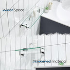 KOKOSIRI Bathroom Shelves Wall Mounted Floating Glass Shelf Polished Stainless Steel 16-Inch Hanging Rack for Storage/Room Decor 2 Pack B1105CH-L16-P2