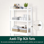 Smiry Over The Toilet Storage Cabinet, 3-Tier Bamboo Bathroom Organizers with Adjustable Shelf & 4 Hooks, Space Saving Shelf Rack for Bathrooms, Laundry Room, Balcony, White