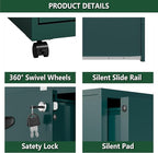 2 Drawer File Cabinet with Lock, Small Rolling Filing Cabinet for Home Office, Metal Mobile File Cabinets on Wheels, Under Desk Office Cabinets for Letter Size Folders - Assembly Required