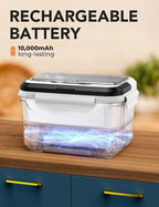 EAST OAK Heated Lunch Box Battery Powered with Automatic Heating, Cordless Heatable Lunchbox for Adults, 1.3L Portable Food Warmer with Insulated Carry Bag