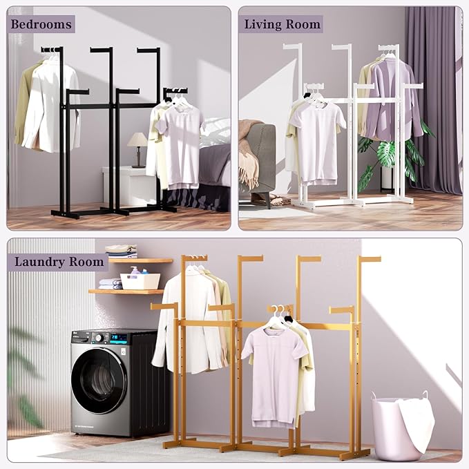 Retail Clothing Rack - for Hanging Clothes - Rolling Metal Garment Racks Heavy Duty, White Commercial Clothing Display Rack Stand with Wheels, Large Sturdy Garmet Racking (8 Arm,White)