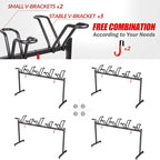 5 Bikes Floor Stand, Adjustable Bicycle Parking Rack with Hook for Garage, Indoor, Outdoor, Free Combination Bike Storage Cycle Rack for Mountain, Road and Kids Bikes, Max Tire Width 2.5”