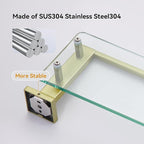 LANC Gold Bathroom Shelf Glass Shelves 20-Inch Floating Tempered Glass Shelf Rectangular Modern Stainless Steel Wall Mounted Cologne Shelves for Men Shower Bathroom Kitchen Organizers，A7613BG