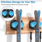 WDZREE Ski & Snowboard Wall Rack for Garage, Fits Any Ski or Board, Ski Wall Mount Garage Organization Holders, Damage-Free Storage Rack, Space-Saving Clamp Winter Gear Organizer, Blue (4 Pack)