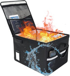 File Box with Lock 5200°F with Heat Insulated,Fireproof Box File Storage Organizer Anti-Static,Collapsible Fireproof Document Filing Box with Handle,Portable Home Office Safe