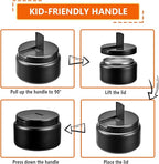 13.5oz Kids Jar for Hot Food, Insulated Vacuum Food Jar with Buckle Lid, Stainless Steel Wide Mouth Leak Proof Insulated Lunch Container for School Picnic Travel, Black