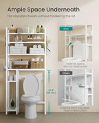 SONGMICS Over the Toilet Storage, 4-Tier Over Toilet Bathroom Organizer with Adjustable Shelves, 26 x 83 x 185 cm, Space-Saving, Cloud White UBTS017W01