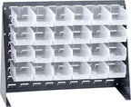 Quantum Storage Systems QBR-2721-210-24CL Ultra Bin Complete Bench Rack Package with 24 Ultra Bins, 27" x 8" x 21" , Clear