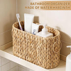 Toilet Paper Storage Basket, Water Hyacinth Slim Toilet Paper Holder - Holds Up to 6 Mega Rolls, Wicker Basket for Bathroom Organization, Natural