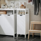 Haotian Small Tilt-Out Laundry Hamper Cabinet, Skinny Bathroom Storage Cabinet for Clothes Organization with Hidden Basket & Shelf, White BZR122-W